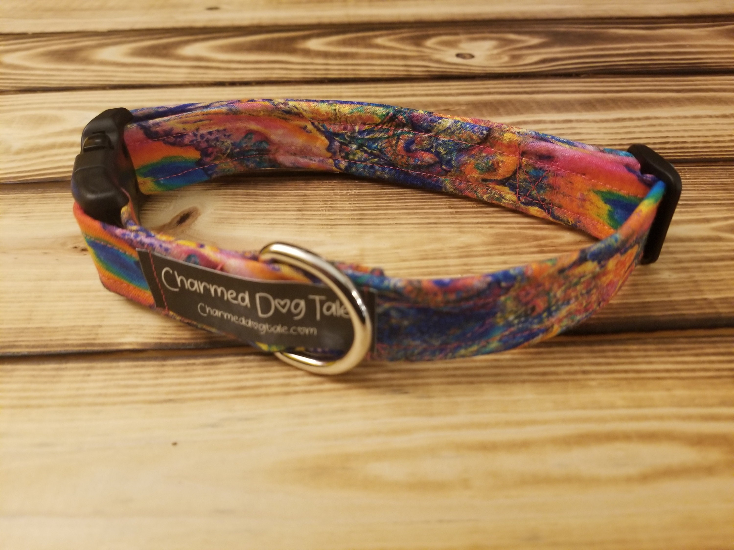 1224 Colorful Dog Collar 1 Width, Fabric Collar, Pet Collar, Small Dog