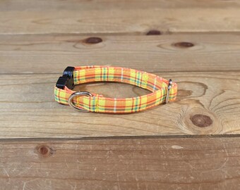 6"-12" Dog Collar 1/2" Width, Pet Collar, XS, Small, Cat, Dog Collar, Plaid, Summer Plaid