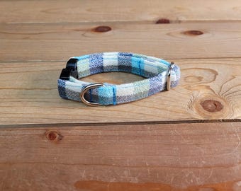 6"-12 Fido's Flannel Dog Collar 1/2" Width, Pet Collar, XS, Small, Cat, Dog Collar, Mammoth Flannel, Warm Collar, Plaid