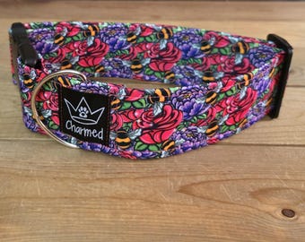 14"-28" Dog Collar 2" Width, Neon Collar, Medium, Large, XL, Summer Dog Collar, Floral Dog Collar, Bees, Flowers Buckle Collar, Roses
