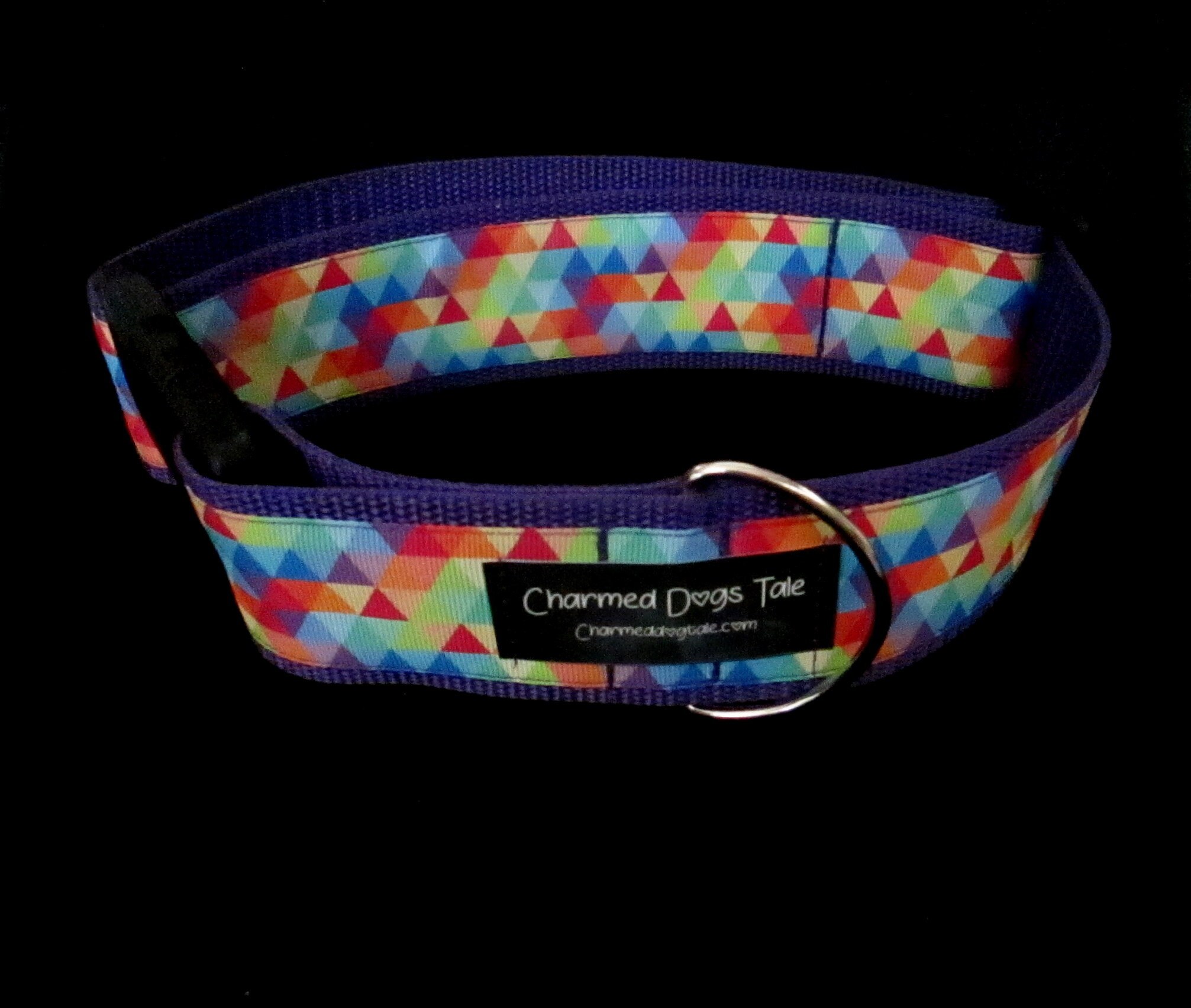 1530 Triangles Ribbon Pet Collar 2 Width, Dog Collar, Ribbon Collar, Pet Accessory, Summer