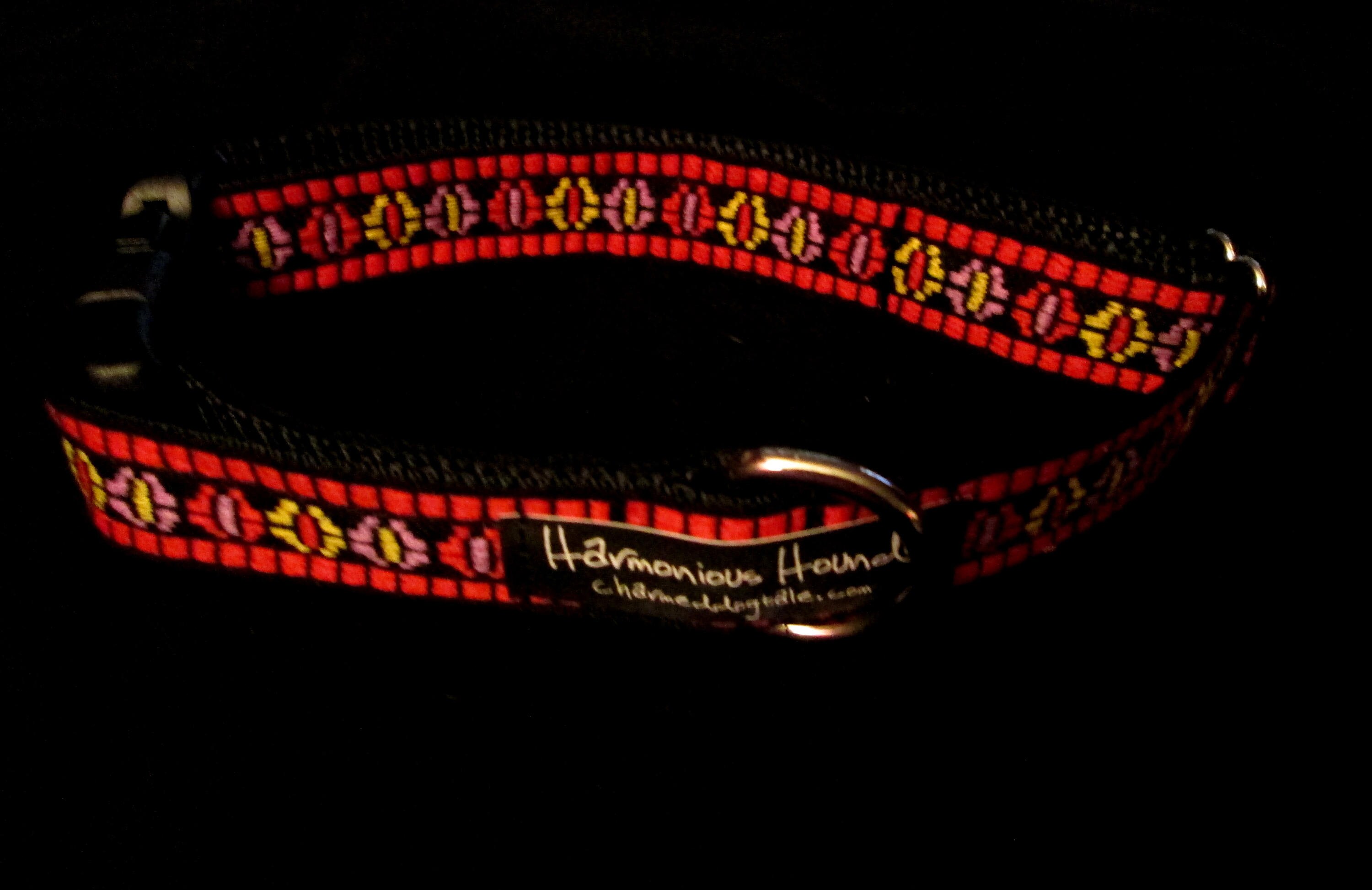 1323 Harmonious Hounds Dog Collar 1 Width, Guitar Strap Collar, Fancy