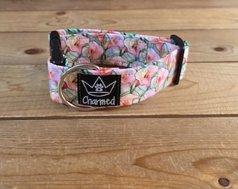PETITE 11"-18" Dog Collar 1.5" Width, Pet Collar, Small, Floral Dog Collar, Flower Collar, Buckle Dog Collar, Summer Collar, Calla Lily