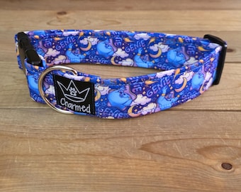13"-26" Dog Collar 1.5" Width, Neon Collar, Medium, Large, XL, Summer Dog Collar, Genie, Buckle Dog Collar, Cartoons, Magic Carpet Ride