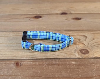 6"-12" Dog Collar 1/2" Width, Pet Collar, XS, Small, Cat, Dog Collar, Plaid, Summer Plaid