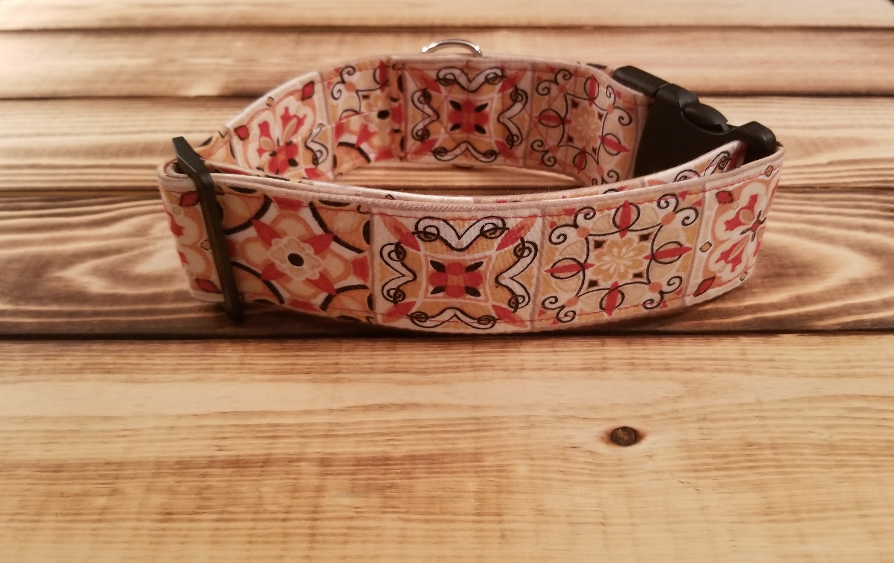 1528 Tile Dog Collar 2 Width, Pet Collar, Medium, Large, Dog Accessory, Pet Collar, Fun Collar