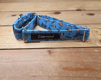 12"-22" Martingale Collar 1" Width, Pet Collar, Medium, Large Dog Collar, Boy Martingale, Pirates, Footy, Treasure
