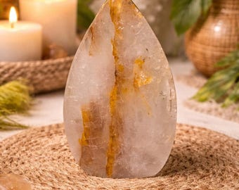 Golden Healer Teardrop, 5.35oz, 4" Tall. Beautiful Flashy Rainbow, Home Decor, Reiki, Healing, Golden Healer