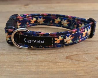 11"-22" Fall Dog Collar 1" Width, Pet Collar, Small, Medium, Large Dog Collar, Autumn Collar, Leaves, Seasonal Collar, Buckle Collar