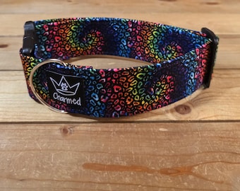 14"-28" Dog Collar 2" Width, Pet Collar, Medium, Large, XL, Tie Dye, Summer Fun, Vibrant, Hippie Hound