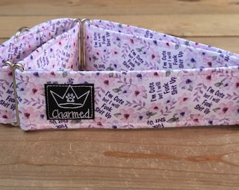 15"-28" Swear Martingale Collar 2" Width, Medium, Large, XL, Explicit, Naughty Collar, Funny, Explicit, I'm Cute But I Will Fuck Shit Up