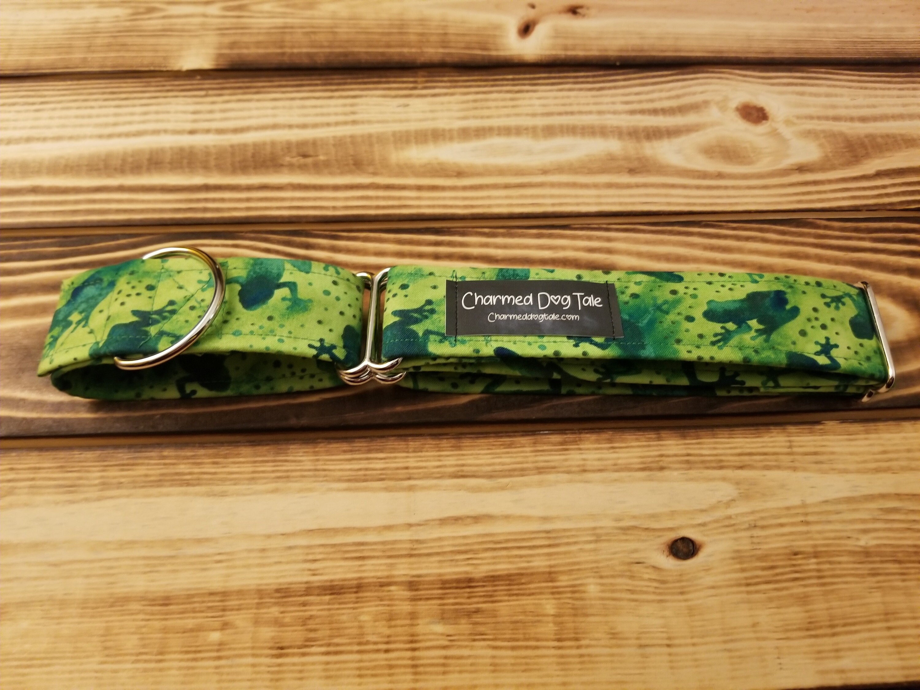 1630 Froggy Love Martingale Collar 1.5 Width, Pet Collar, Medium