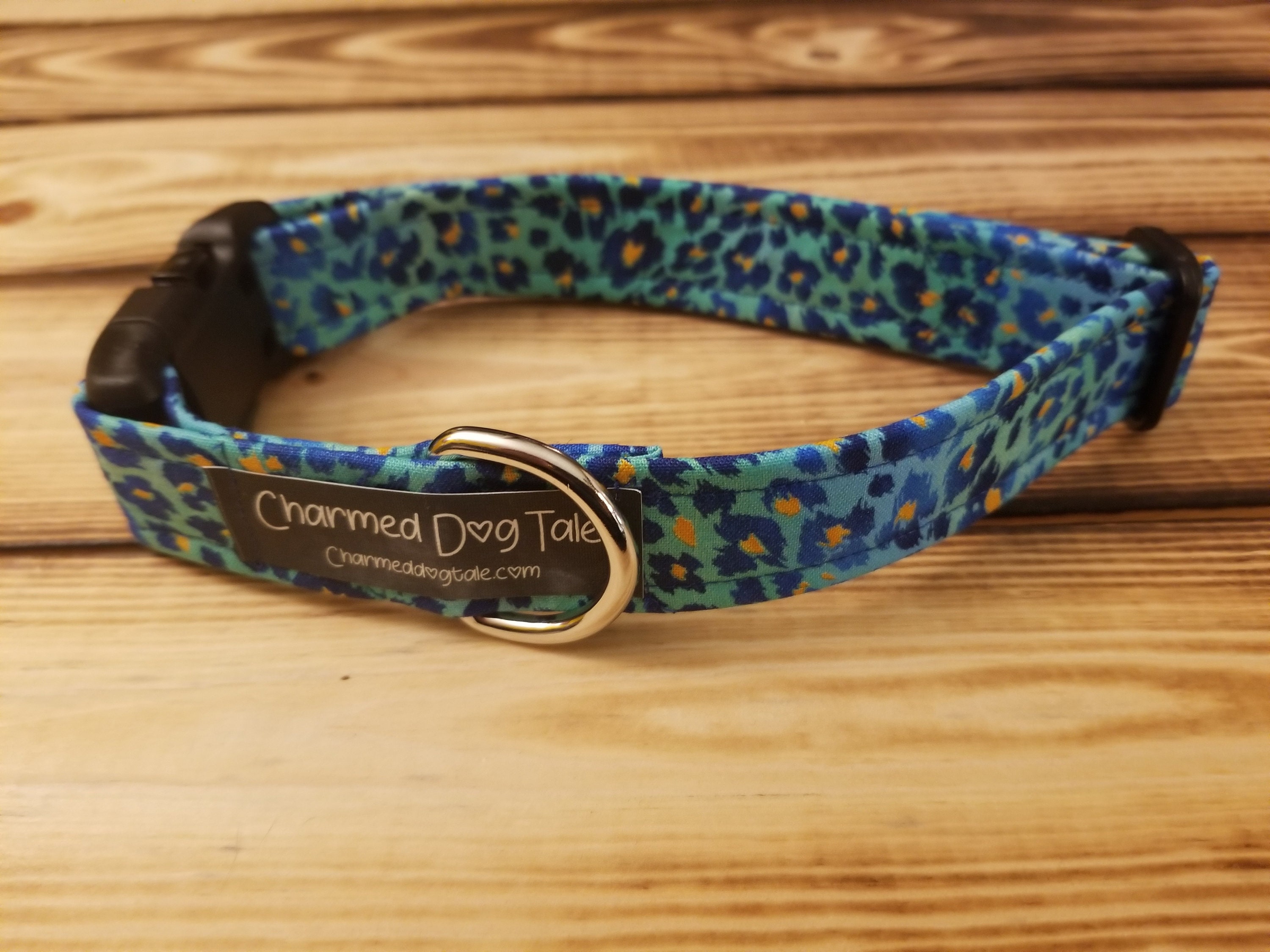 1224 Animal Print Dog Collar 1 Width, Fabric Collar, Pet Collar, Small