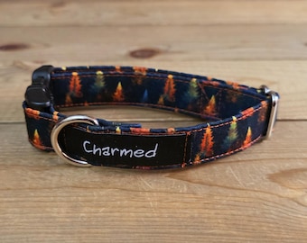 9"-18" Fall Dog Collar 3/4" Width, Pet Collar, Small, Cat, Dog Collar, Autumn Collar, Leaves, Seasonal Collar, Buckle Collar