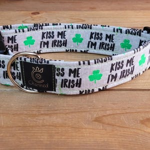 13"-26" St. Patrick's Day Collar 1.5" Width, Pet Collar, Small, Medium, Large Collar, XL, Lucky Dog, Holiday Collar, Kiss Me, Irish
