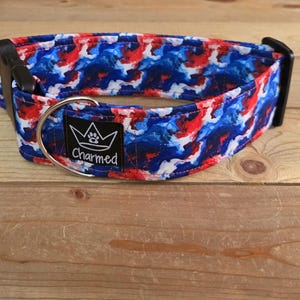 14"-28" Dog Collar 2" Width, Pet Collar, Large Dog Collar, Medium Collar, XL, 4th of July, Patriotic, Red White & Blue Collar, Holiday