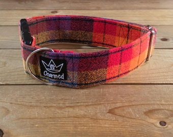 14"-28" Fido's Flannel Dog Collar 2" Width, Pet Collar, Small, Medium, Large, XL, Dog Collar, Mammoth Flannel, Warm Collar, Plaid