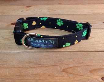 11"-21" St. Patrick's Day Collar 1" Width, Pet Collar, Small, Medium, Large Collar, XL, Lucky Dog, Holiday Collar, Kiss Me, Irish