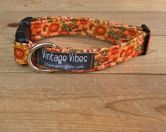 11"-22" Floral Dog Collar 1" Width, Pet Collar, Medium, Large, XL, Flowers, Summer, Floral Dog Collar, Buckle Dog Collar, Vintage Vibes