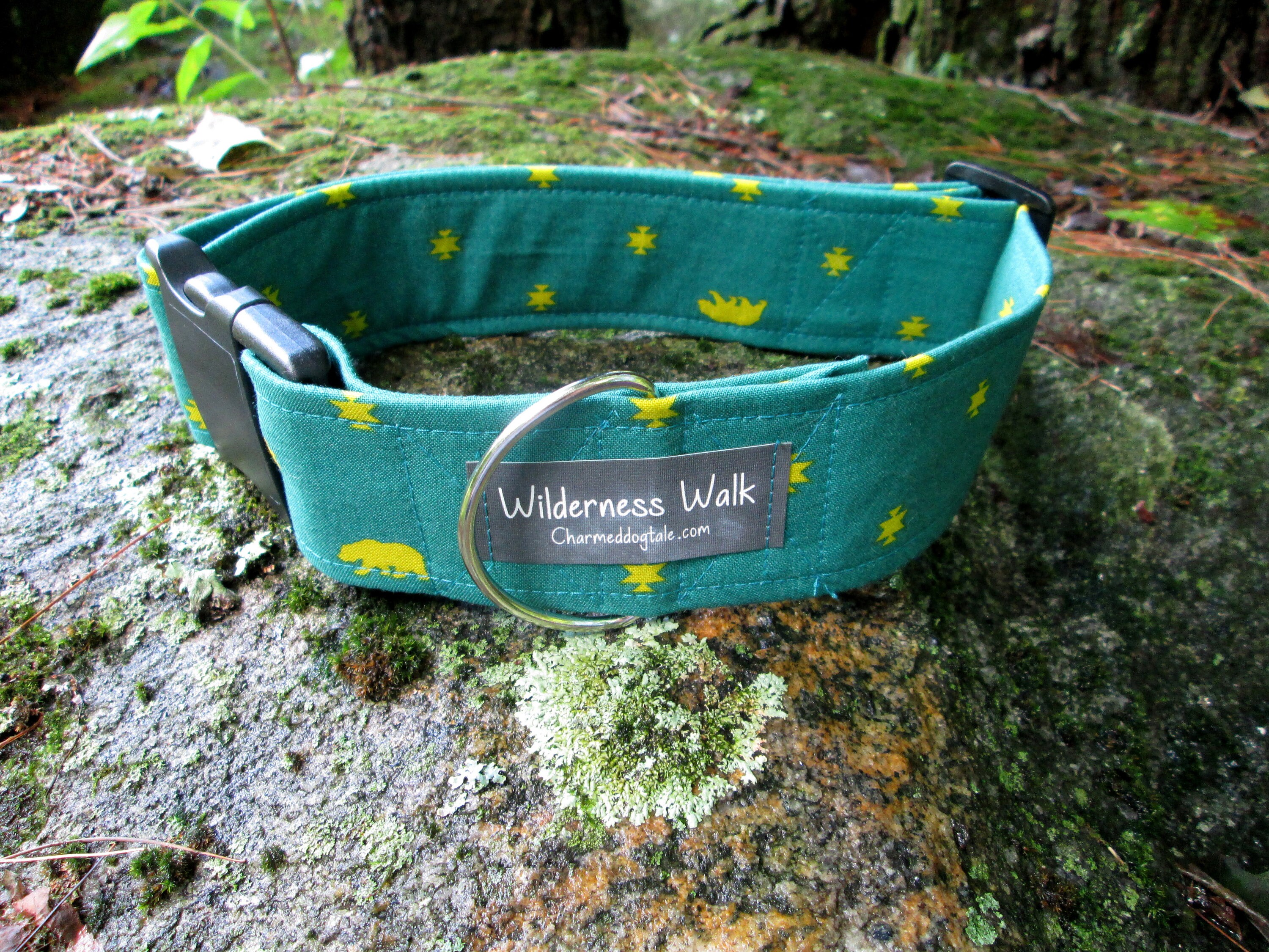 1630 Wilderness Walk Dog Collar 2 width, Fun Pet Collar, Fabric Collar