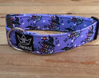 13"-26" Swear Halloween Dog Collar 1.5" Width, Small, Medium, Large, XL, Halloween, Tricky or Treat, Spooky Dog, Itchy And Bitchy