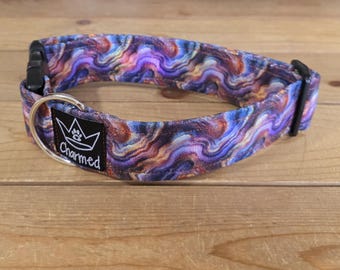 13"-26" Holographic Agate Dog Collar 1.5" Width, Pet Collar, Medium, Large, XL, Holographic, Crystal Collar, Agate, Sparkles, Flashy Dog