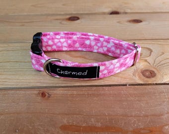 8"-16" Valentine's Day Dog Collar 3/4" Width, Pet Collar, Small, Medium, Collar, Holiday Collar, Doggy Love, Woof You