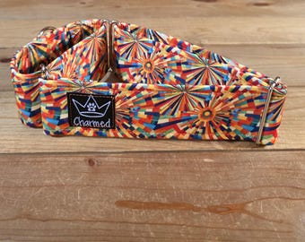 14"-27" Martingale Collar 2" Width, Pet Collar, Medium, Large, Big Dog Collar, Geometric Martingale Collar, Colorful