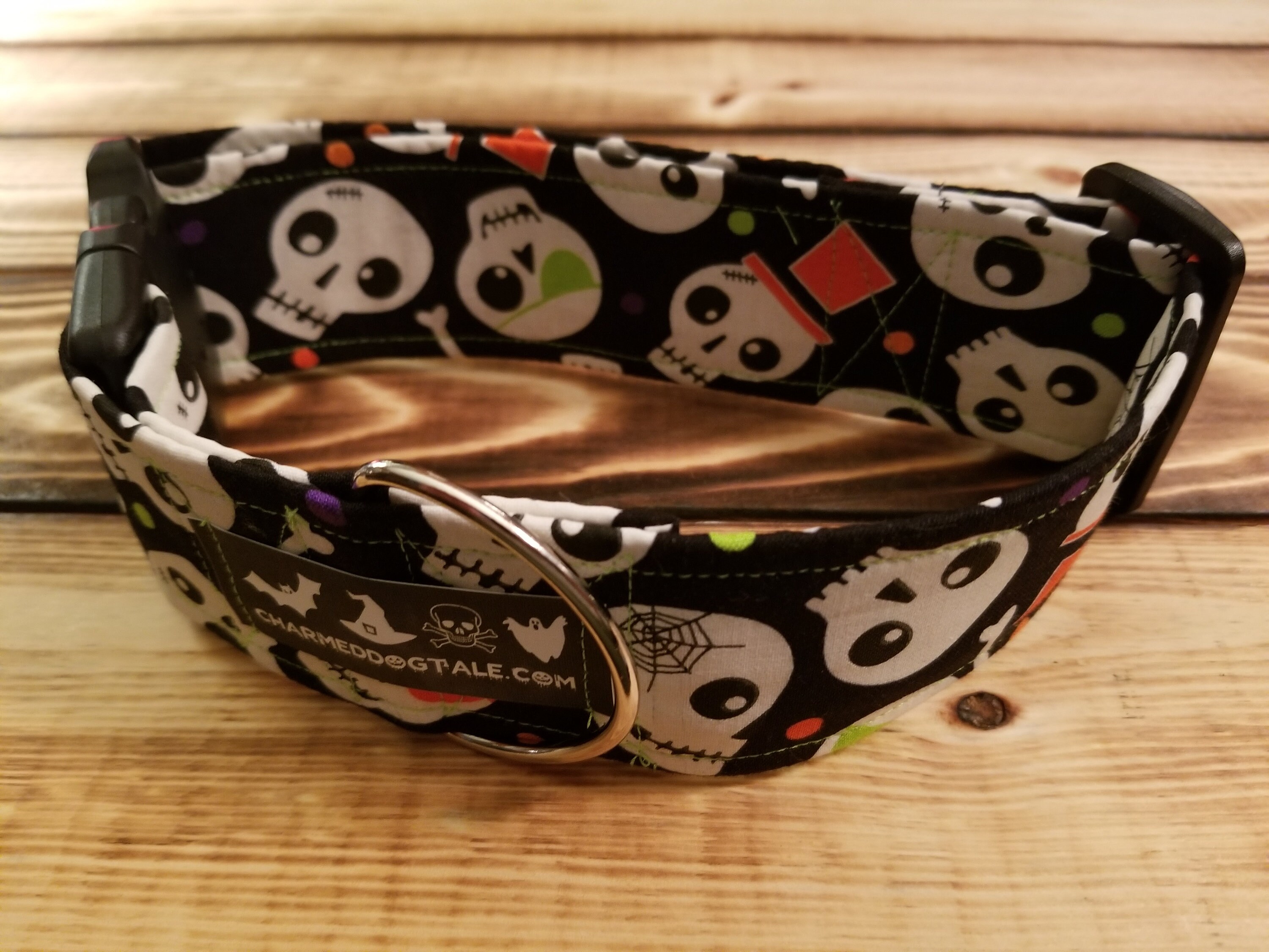 1528 Halloween Dog Collar 2 width, Pet Collar, Fabric Collar, Pet
