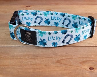 13"-26" St. Patrick's Day Collar 1.5" Width, Pet Collar, Small, Medium, Large Collar, XL, Lucky Dog, Holiday Collar, Kiss Me, Irish