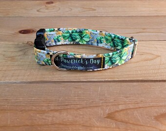 8"-16" St. Patrick's Day Collar 3/4" Width, Pet Collar, Small, Medium, Large Collar, XL, Lucky Dog, Holiday Collar, Kiss Me, Irish
