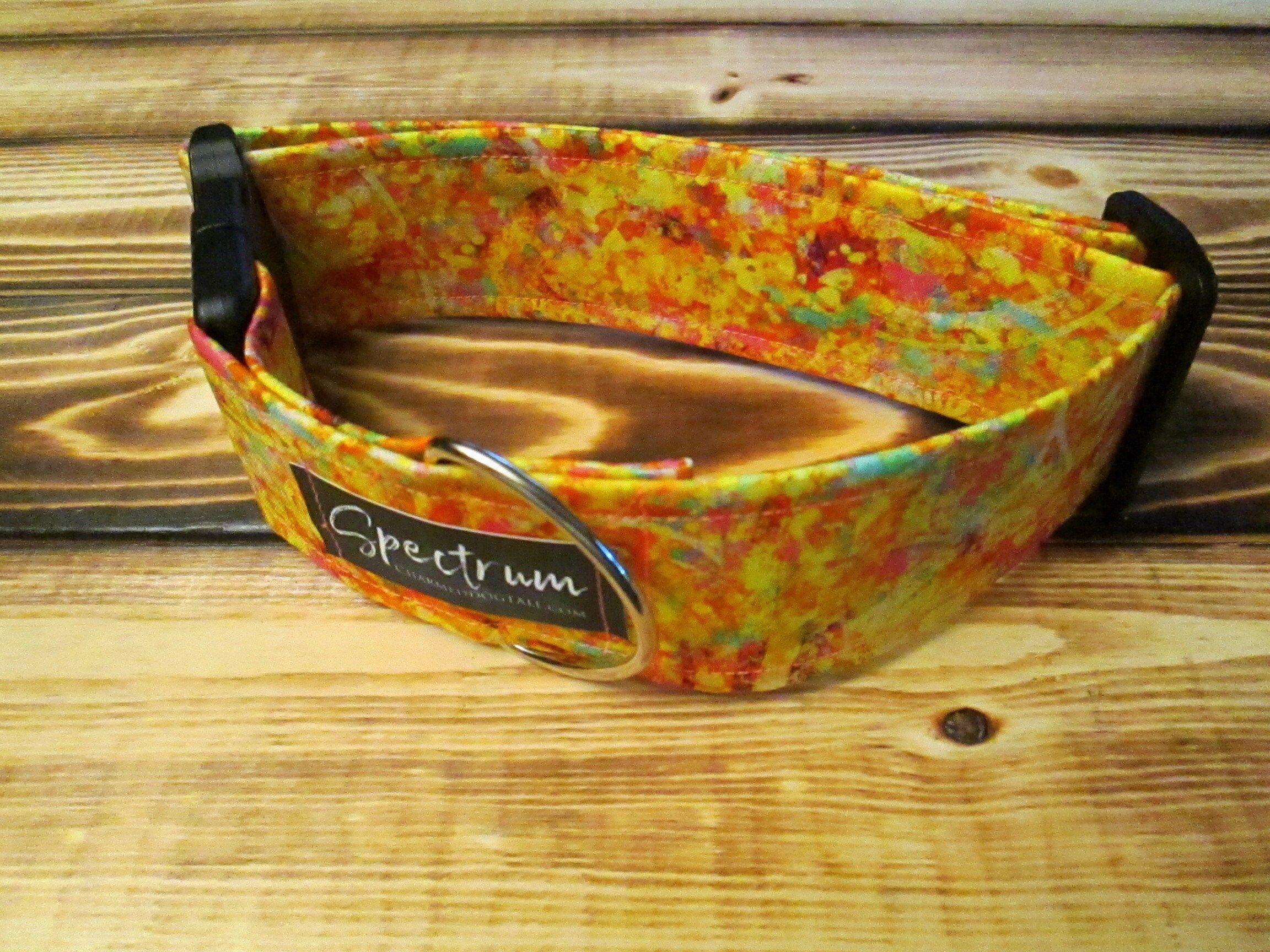 1528 Spectrum Dog Collar 2 width, Fun Pet Collar, Fabric Collar, Pet