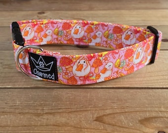 13"-26" Dog Collar 1.5" Width, Neon Collar, Medium, Large, XL, Summer Collar, Buckle Dog Collar, Ducks, Cottagecore