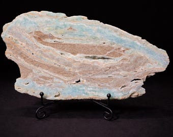 Huge Hemimorphite Slab With Stand, 2lb, 9"Tall × 5" Wide × 3/4" Thick, Gorgeous Natural Slab, Home Decor, Reiki, Healing, Hemimorphite
