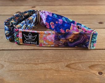 14"-27" Patchwork Pups Martingale Collar 1.5" Width, Pet Collar, Medium, Large, XL, Patchwork Martingale, Girl Martingale