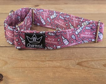 14"-27" EXPLICIT New Years Martingale Collar 1.5" Width, Pet Collar, Medium, Large Dog Collar, Holiday Collar, Fuck Resolutions