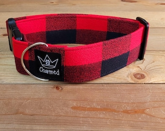 14"-28" Fido's Flannel Dog Collar 2" Width, Pet Collar, Small, Medium, Large, XL, Dog Collar, Mammoth Flannel, Warm Collar, Plaid