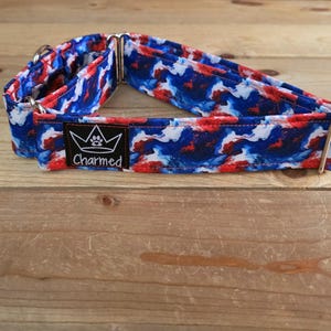 14"-27" Martingale Collar 1.5" Width, Pet Collar, Medium, Large, XL Dog Collar, 4th of July, Patriotic, Red White & Blue, Martingale Collar