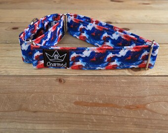 14"-27" Martingale Collar 1.5" Width, Pet Collar, Medium, Large, XL Dog Collar, 4th of July, Patriotic, Red White & Blue, Martingale Collar