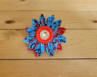 3.5" Kanzashi Flower, Hook and Loop Backing, Collar or Harness Flower, One Size Fits All, Dog Flower, Girly Flower, Pet Supplies