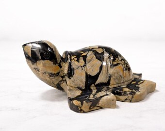 Volcano Agate Sea Turtle Carving, 5"×3-1/2", 13oz, UV Sea Turtle