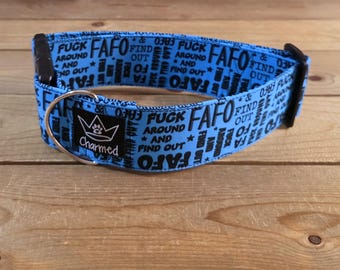 14"-28" Swear Dog Collar 2" Width, Medium, Large, XL, Naughty Collar, Funny, Explicit, Fuck Around And Find Out, FAFO