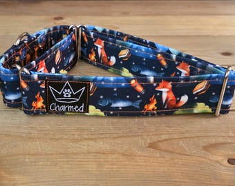 14"-27" Martingale Collar 1.5" Width, Pet Collar, Medium, Large, XL Dog Collar, Fox, Camping Dog Collar, Martingale Dog Collar, Summer