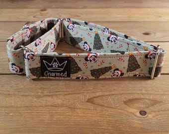 14"-27" Christmas Martingale Collar 1.5" Width, Pet Collar, Medium, Large Dog Collar, Holiday Collar, Side Release Buckle, Santa, Lights