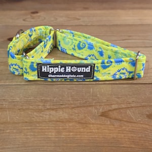 12"-22" Neon Tie Dye Martingale Collar 1" Width, Pet Collar, Medium, Large, XL, Neon, Tie Dye Dog Collar, Martingale Collar, Hippie Hound
