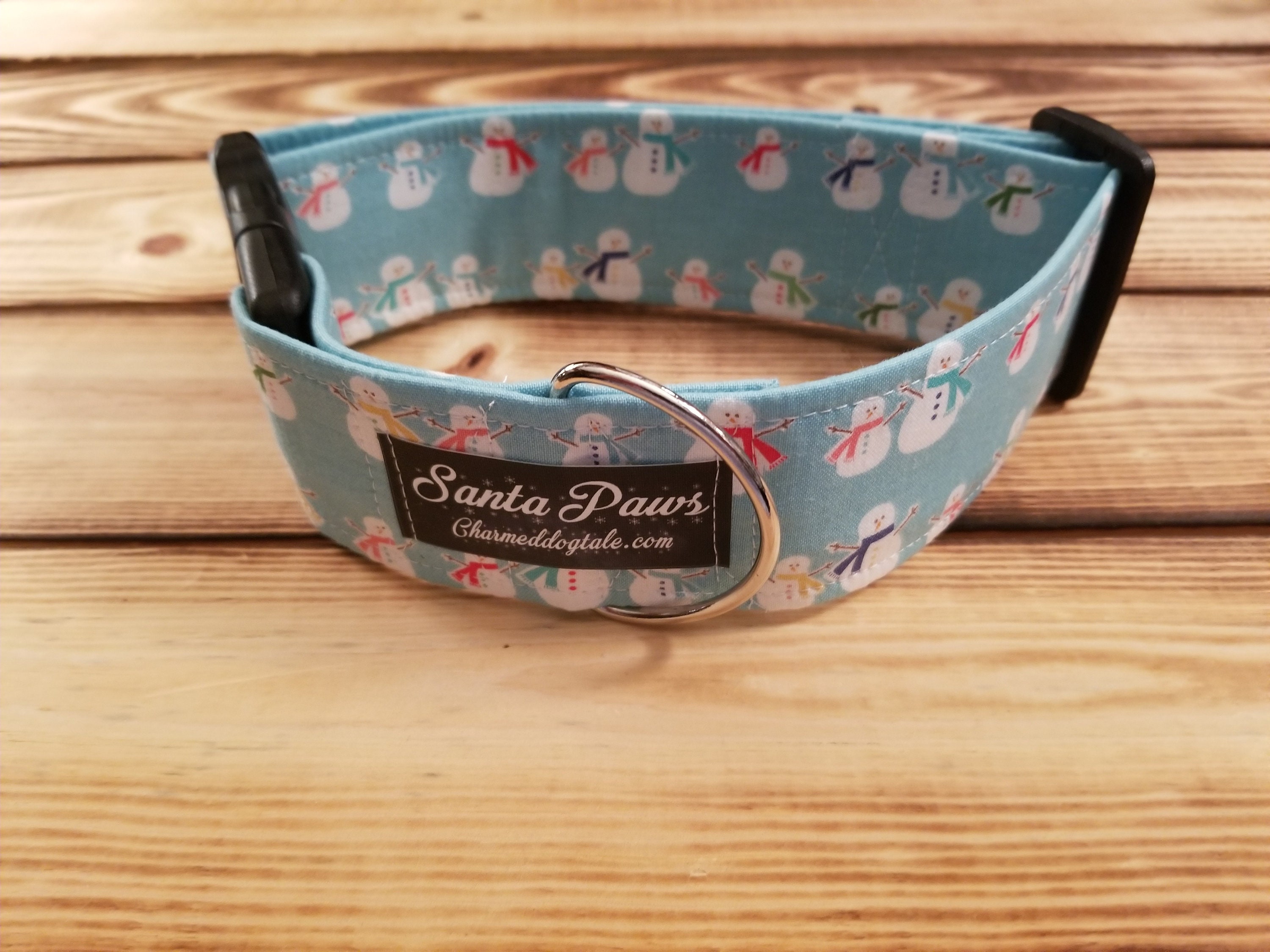 1426 Santa Paws Christmas Dog Collar 2 width, Dog Collar, Fabric