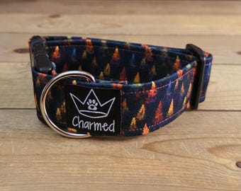 10"-18" PETITE Fall Dog Collar 1.5" Width, Small Collar, Medium, Large, XL Dog Collar, Autumn Collar, Leaves, Seasonal Collar, Buckle Collar