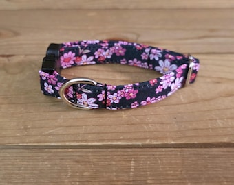 6"-12" Floral Dog Collar 1/2" Width, Pet Collar, XS, Small, Cat, Dog Collar, Floral Collar, Flowers, Buckle Dog Collar