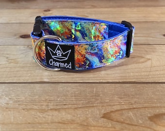 10"-18" PETITE Holographic Dog Collar 1.5" Width, Small, Medium, Colorful, Satin Lined, Vinyl