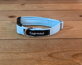 8"-16" Solid Dog Collar 3/4" Width, Pet Collar, Medium, Small, Baby Blue